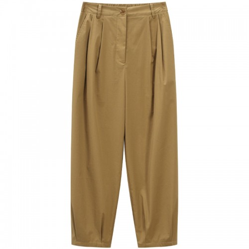 Solid Simple Cropped Pants Harem Pants With Pockets